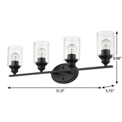 10" Black And Clear Metal Vanity Flush Mounted Sconce