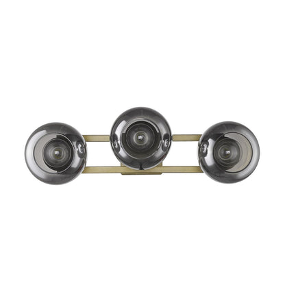 9" Smoky Black And Brass Metal Vanity Flush Mounted Sconce