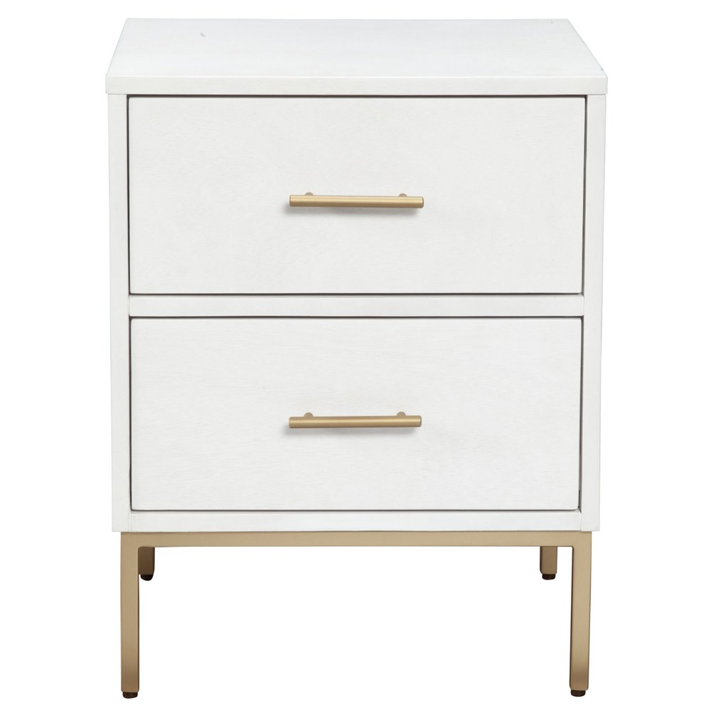 26" Solid Wood and Wood Two Drawer Nightstand