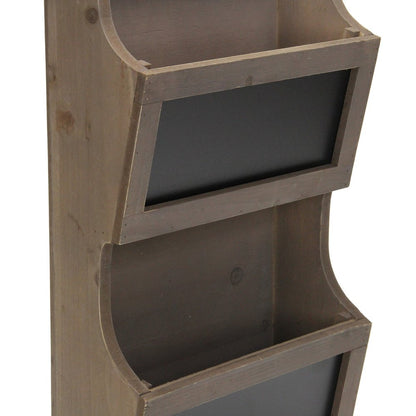 Set of Two Brown Solid Wood File Organizer