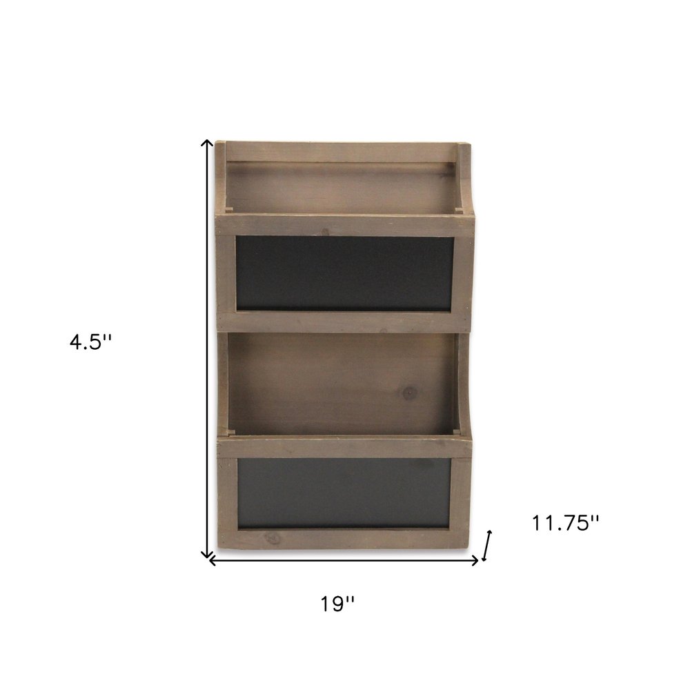 Set of Two Brown Solid Wood File Organizer