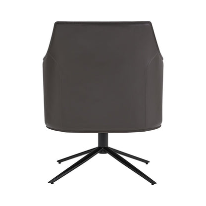 26" Gray and Black Faux Leather Swivel Lounge Chair