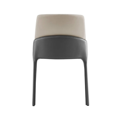 Set of Two Gray and Black Upholstered Leather Dining Side Chairs
