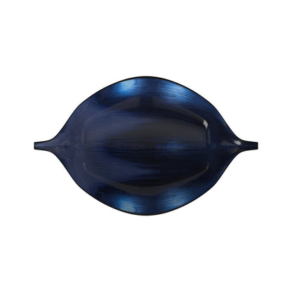 19" Black And Blue Solid Wood Novelty Centerpiece Bowl