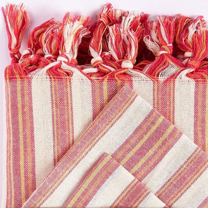 71" X 95" Red And White Striped Cotton Tablecloths