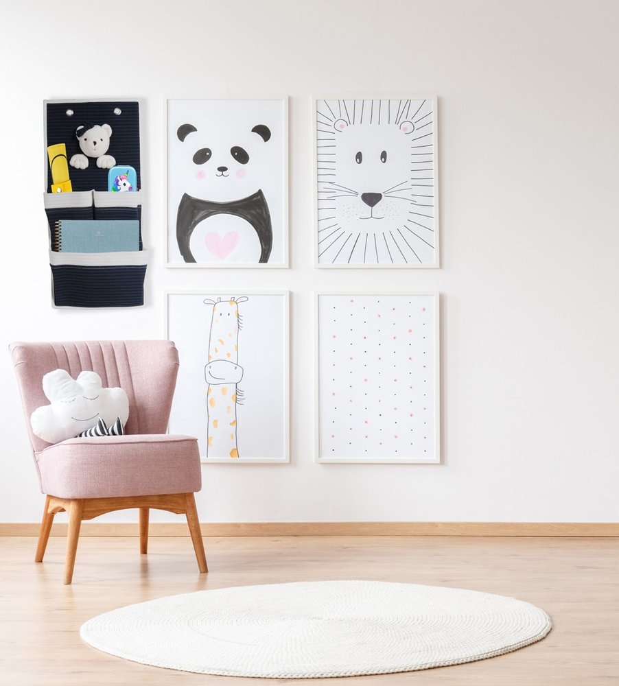 Set of Two Black And White Fabric Wall Hanger