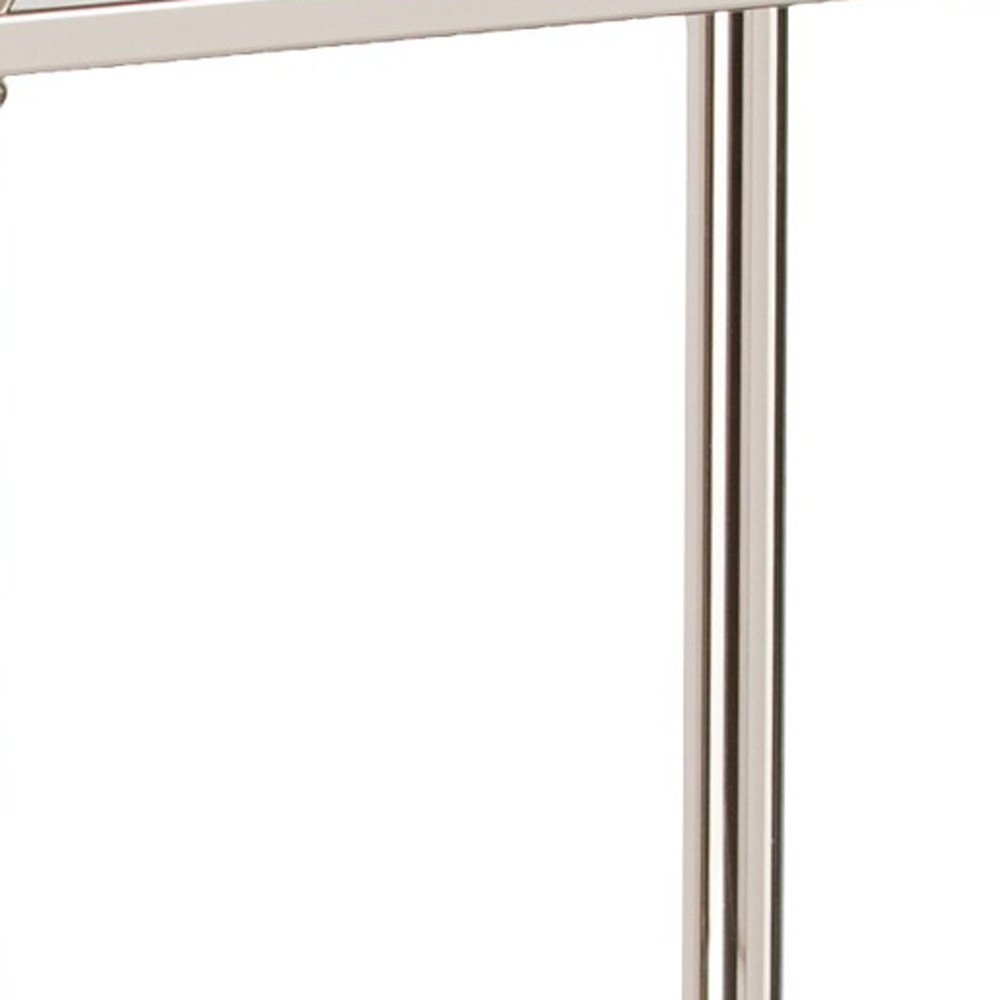 24" Silver Glass And Iron Square Mirrored End Table
