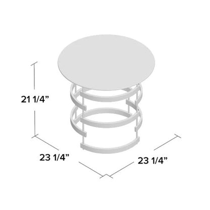 21" Champagne Glass And Iron Round End Table