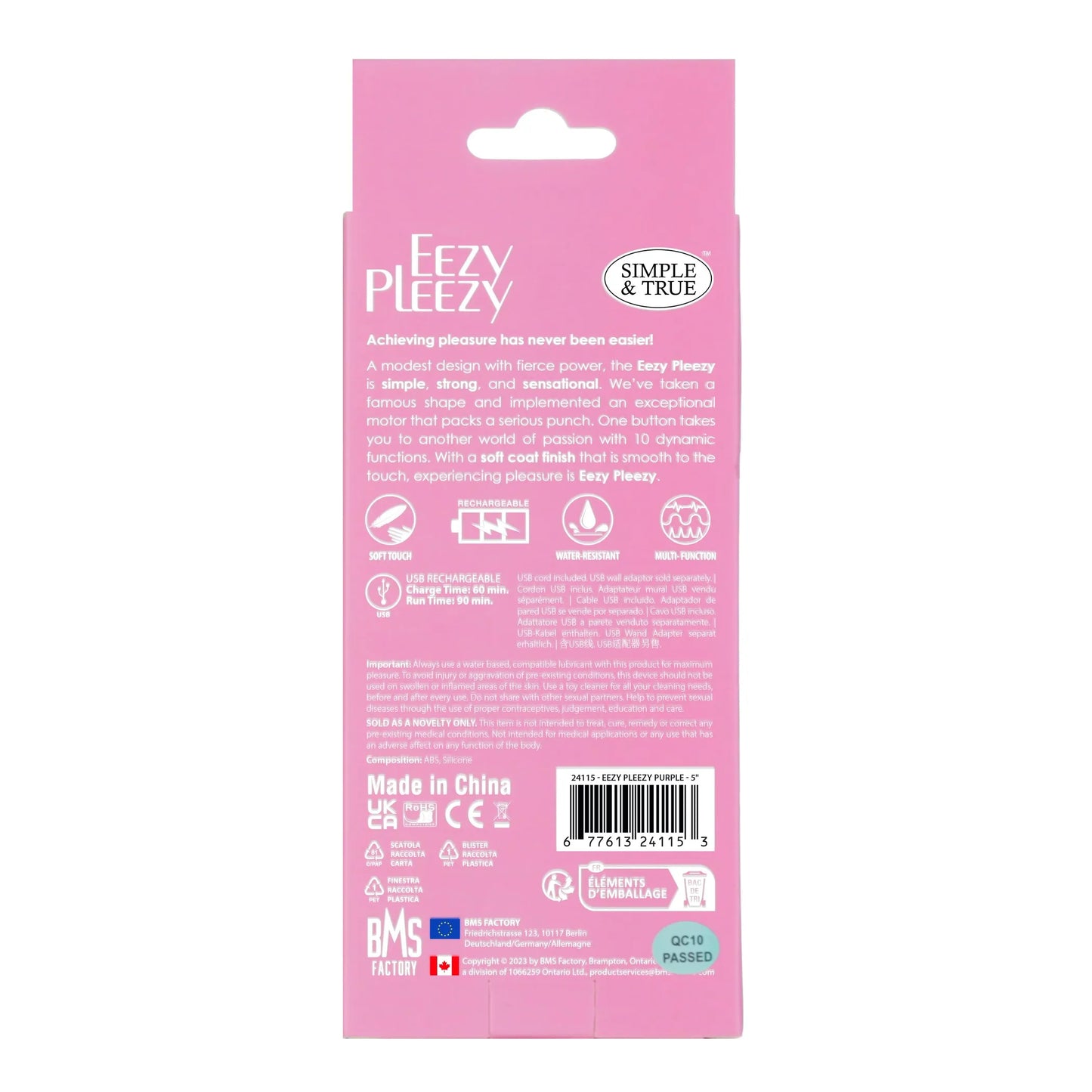 POWERBULLET EEZY PLEEZY 5 IN VIBE RECHARGEABLE PINK