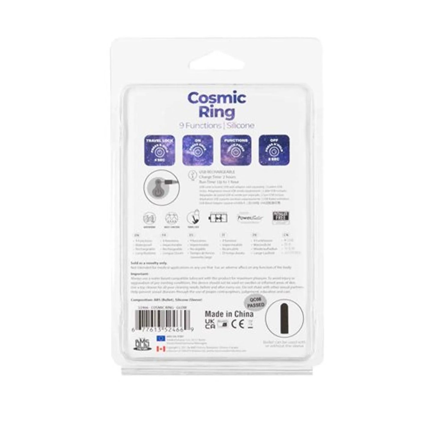 POWER BULLET COSMIC COCK RING W/ BULLET GLOW IN THE DARK