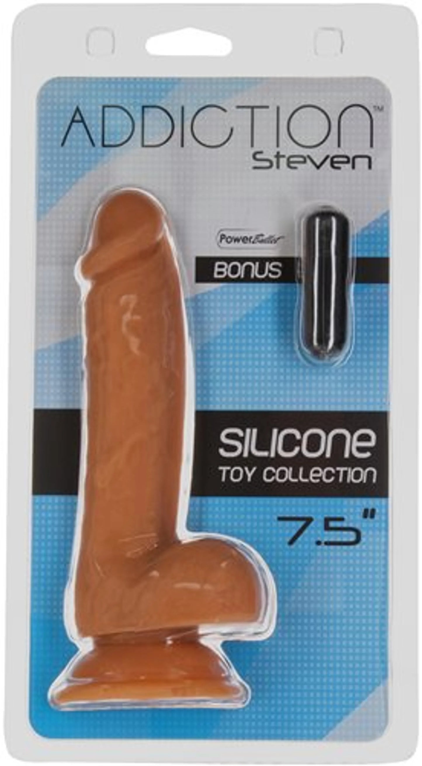 ADDICTION 100% SILICONE STEVEN 7.5IN CARAMEL