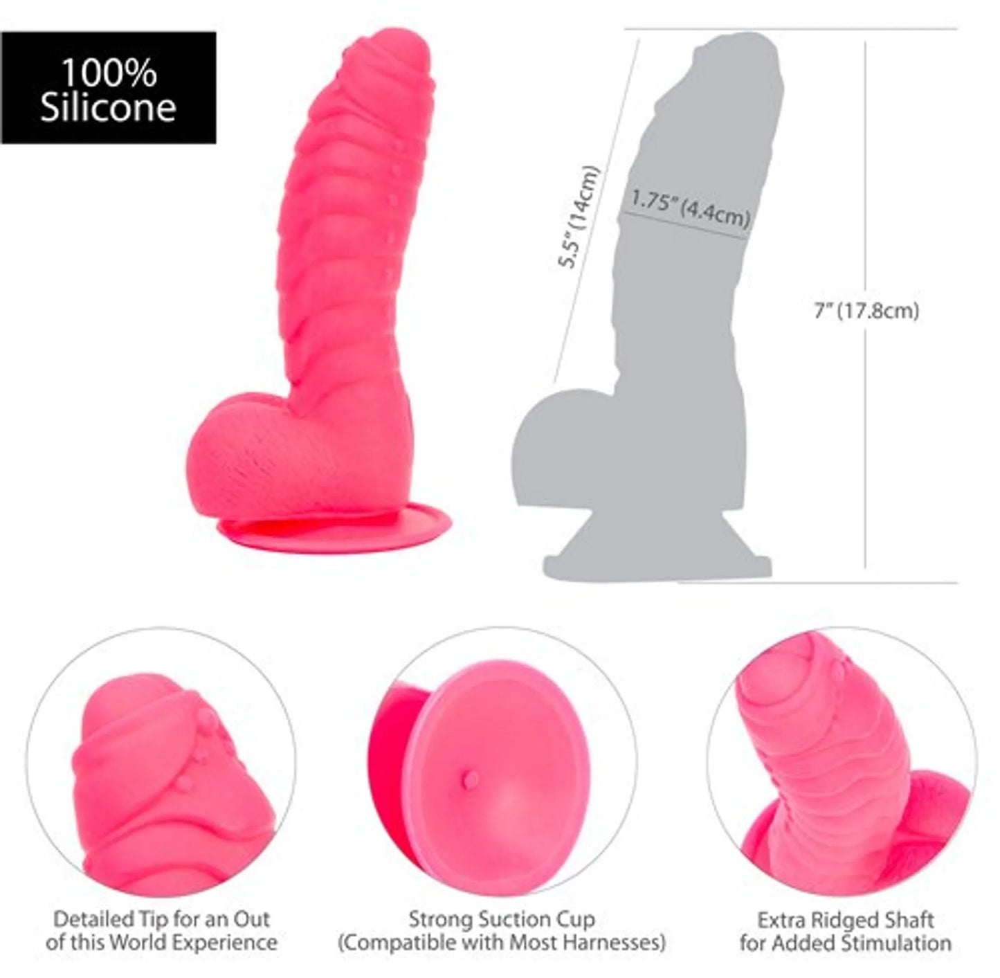 ADDICTION 100% SILICONE TOM 7 HOT PINK "