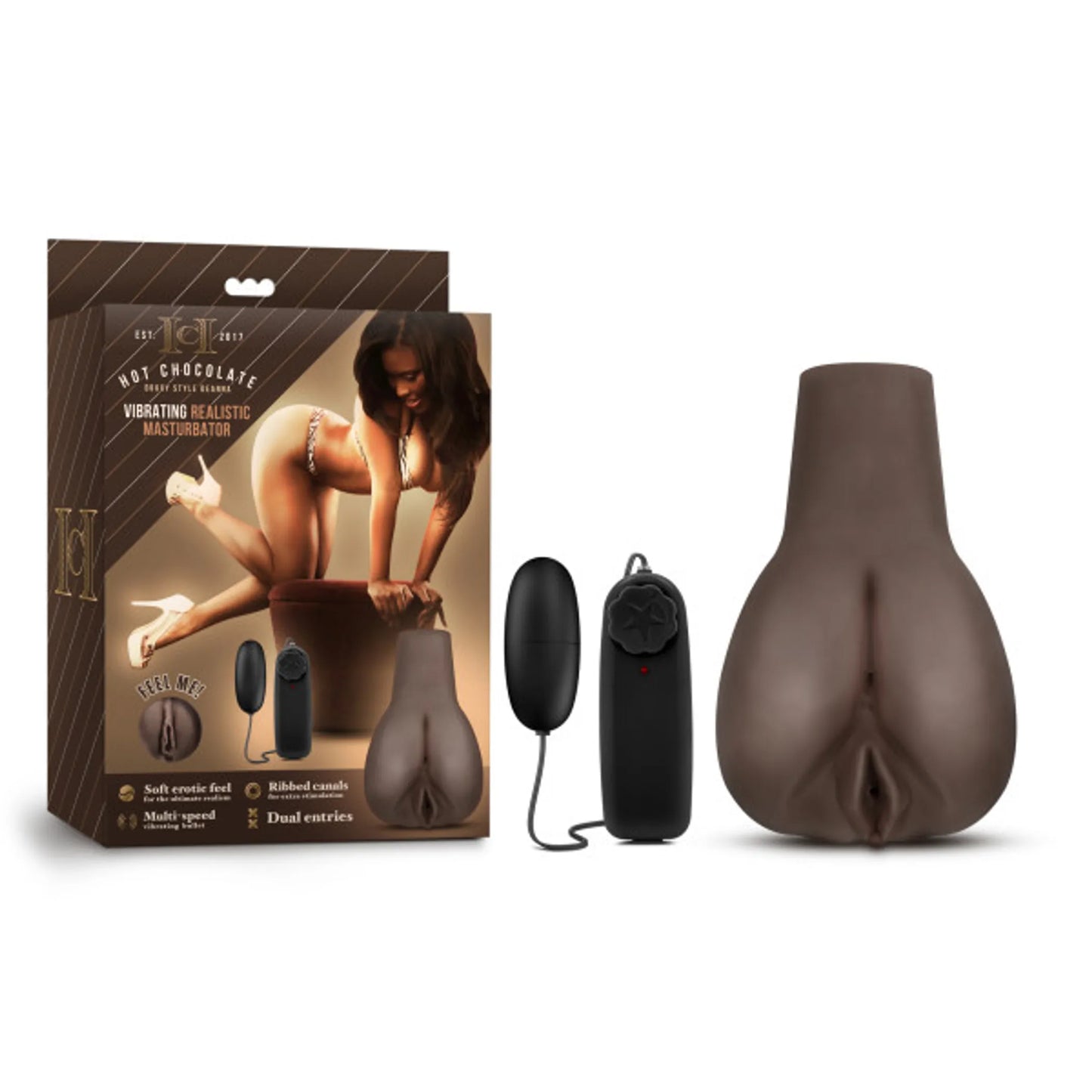 HOT CHOCOLATE DOGGY STYLE DEANNA VIBRATING REALISTIC MASTURBATOR CHOCOLATE