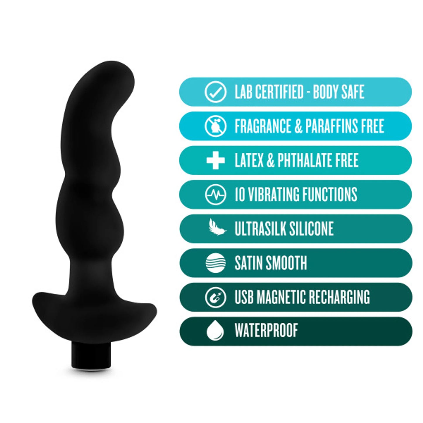 ANAL ADVENTURES PLATINUM SILICONE VIBRATING PROSTATE MASSAGER 03 BLACK