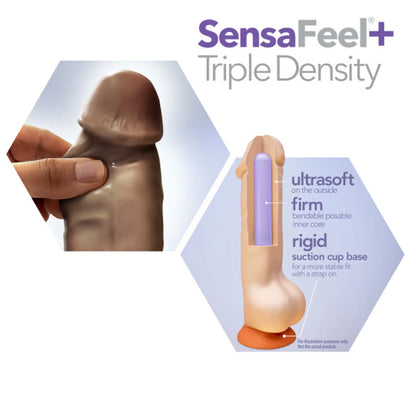 DR SKIN PLUS 8IN THICK DILDO W/ SQUEEZABLE BALLS CHOCOLATE