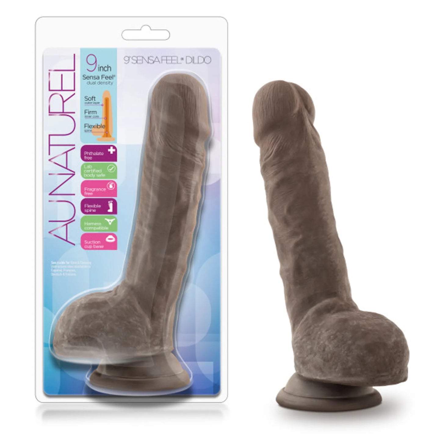 AU NATUREL 9 SENSA FEEL DILDO CHOCOLATE "