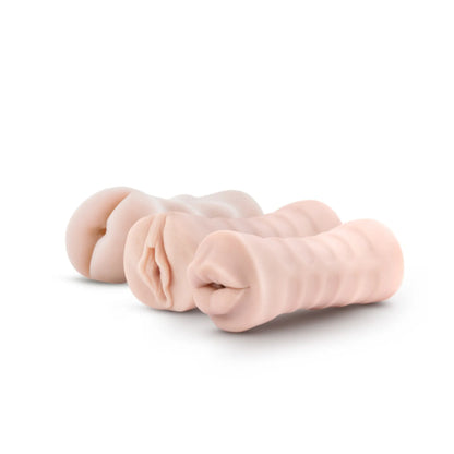 M FOR MEN 3 PK VIBRATING SELF LUBRICATING STROKER SLEEVE KIT VANILLA