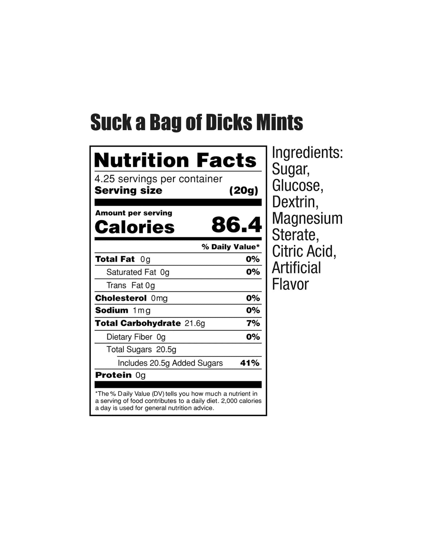 SUCK A BAG OF MINTY DICKS 5PC BAGS DISPLAY OF 100 BAGS