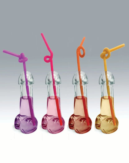 GLITTERATI PENIS 6OZ DRINKING GLASS PACK OF 4