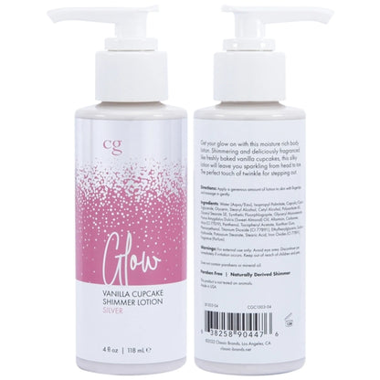 GLOW VANILLA CUPCAKE SHIMMER LOTION SILVER 4 FL OZ