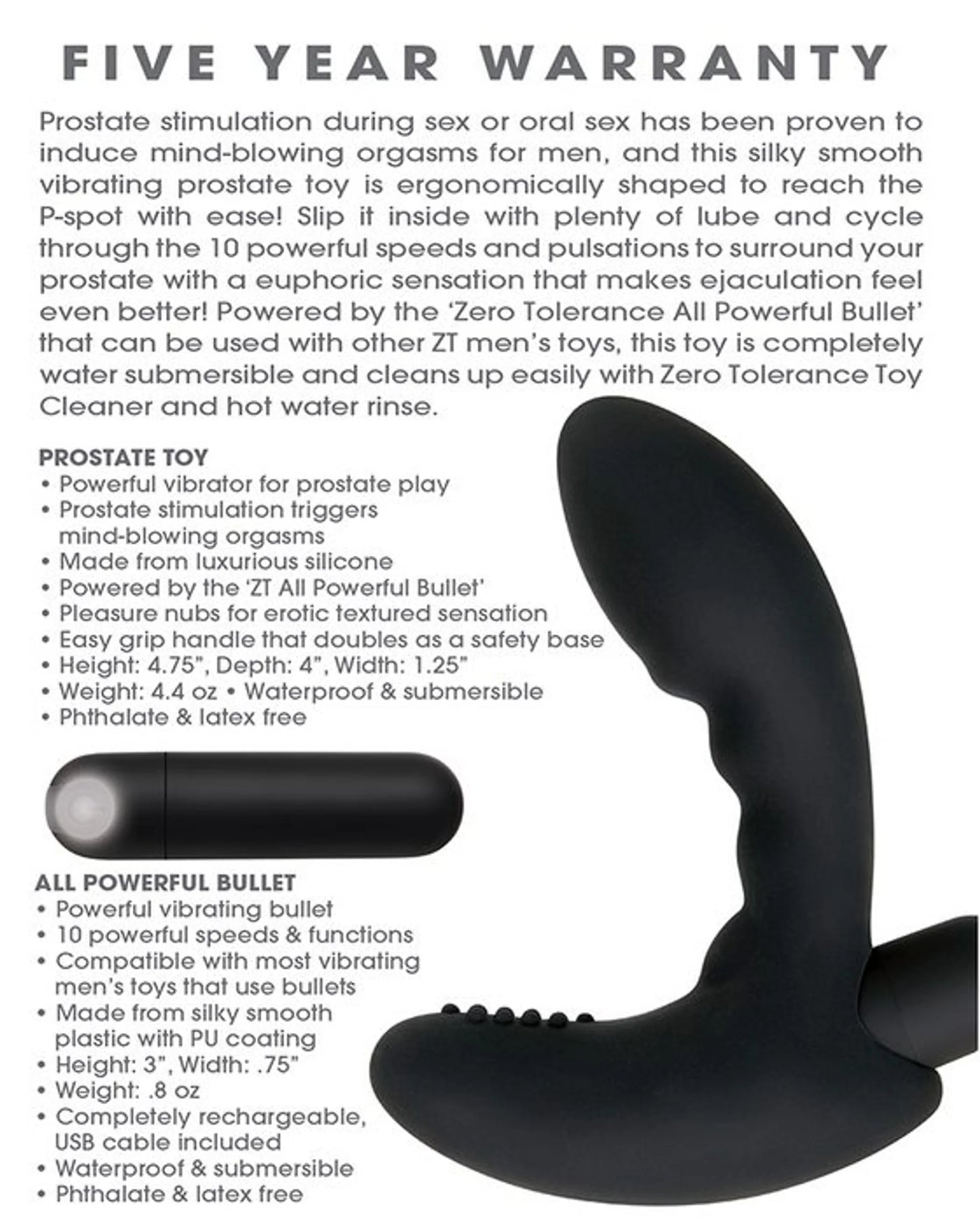 ZERO TOLERANCE ETERNAL P SPOT PROSTATE MASSAGER BLACK