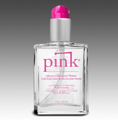 PINK SILICONE LUBE4 OZ GLASS BOTTLE