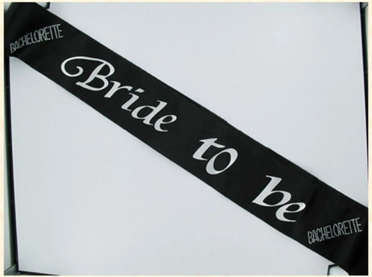 BRIDE 2B SASH BLACK W/CLEAR STONES