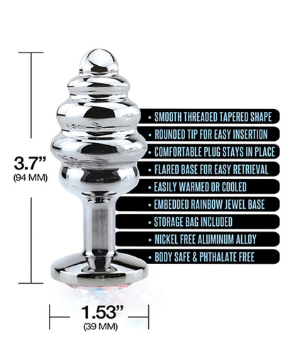 NIXIE HONEY DIPPER LARGE RIBBED STAINLESS STEEL PLUG