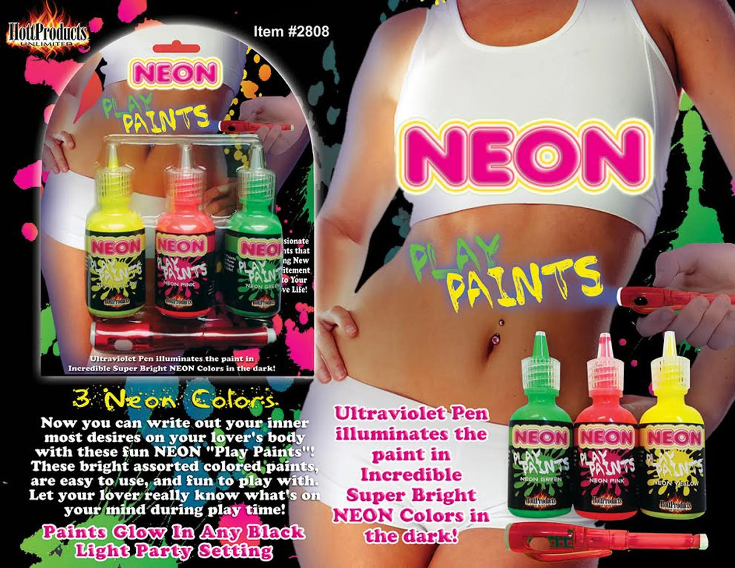NEON BODY PAINTS 3PK CARDED