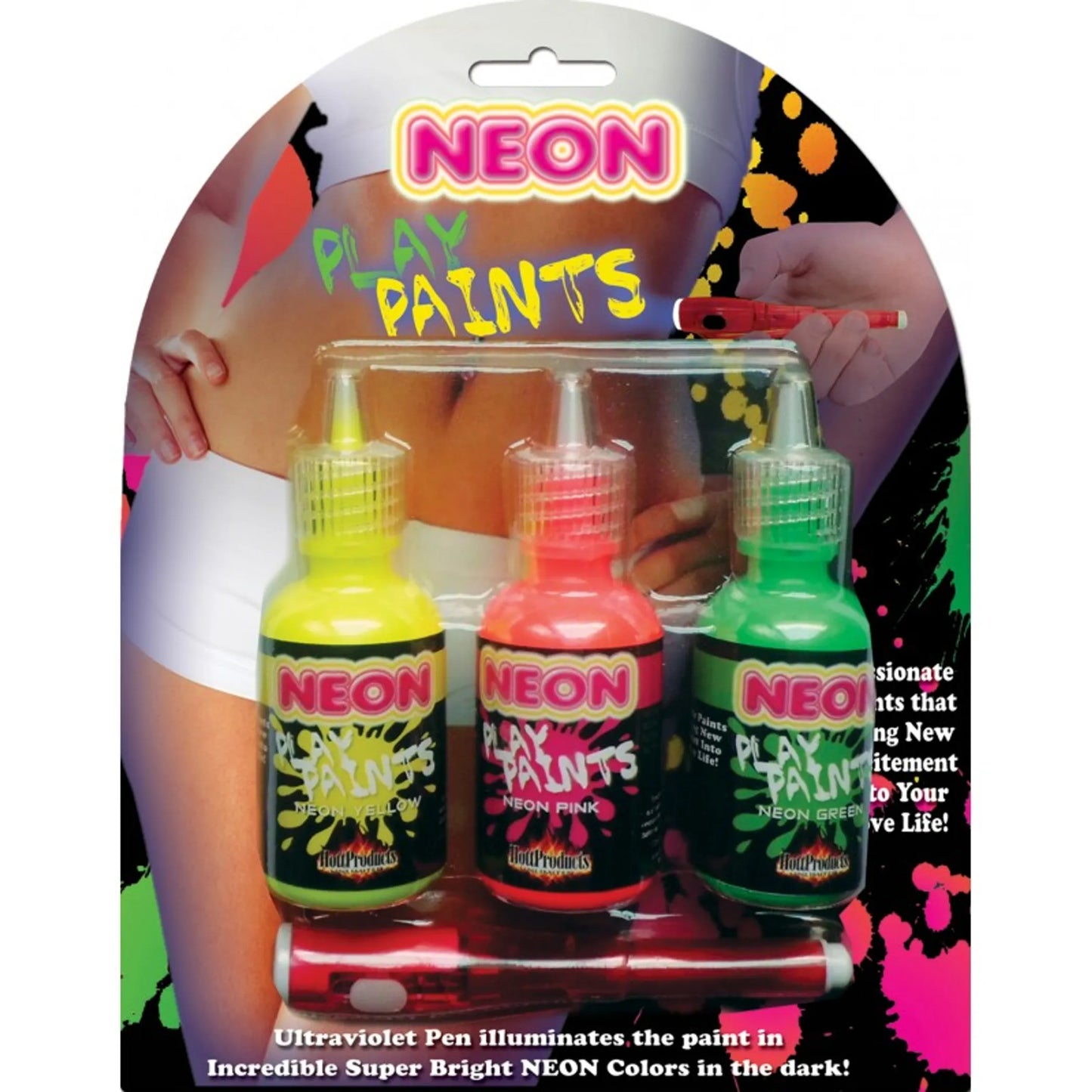 NEON BODY PAINTS 3PK CARDED