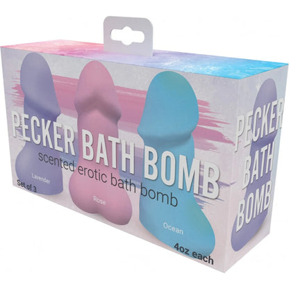 PECKER BATH BOMB 3PK SCENTED LAVENDER ROSE & OCEAN