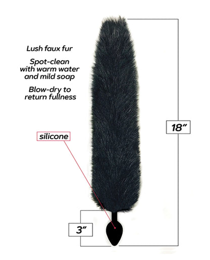 FOXY TAIL SILICONE BUTT PLUG BLACK
