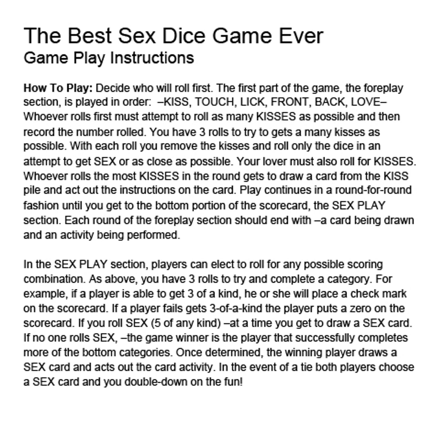 THE BEST SEX DICE GAME EVER