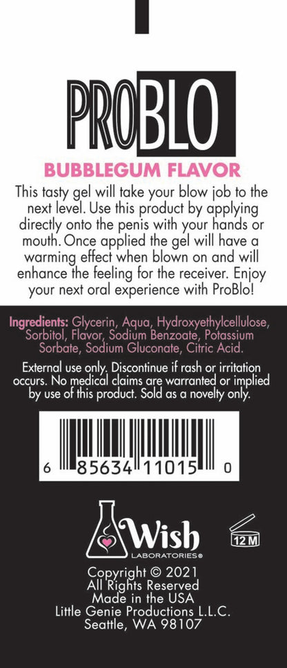 PROBLO ORAL PLEASURE GEL BUBBLEGUM 1.5 OZ