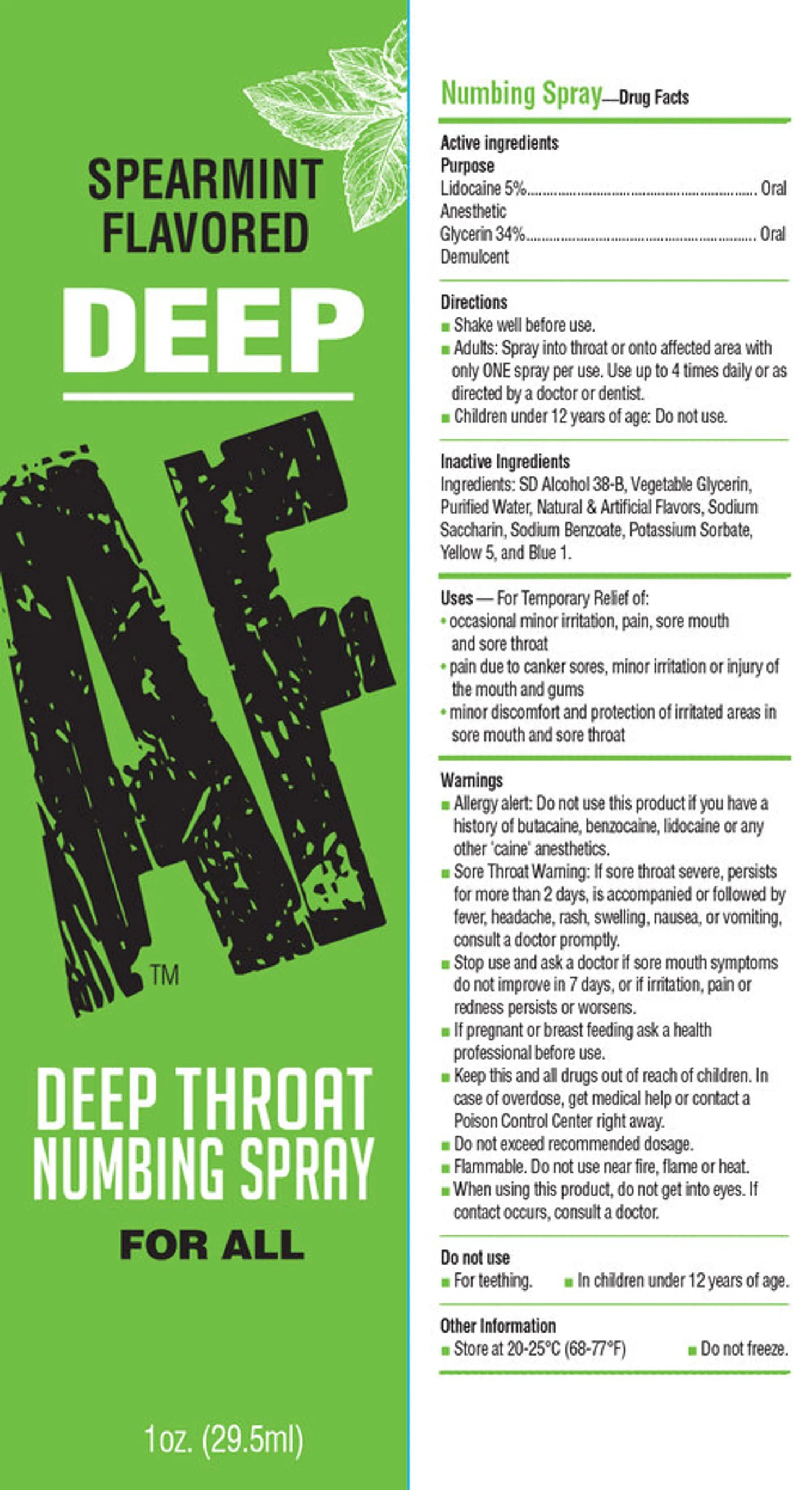 DEEP AF DEEP THROAT NUMBING SPRAY SPEARMINT