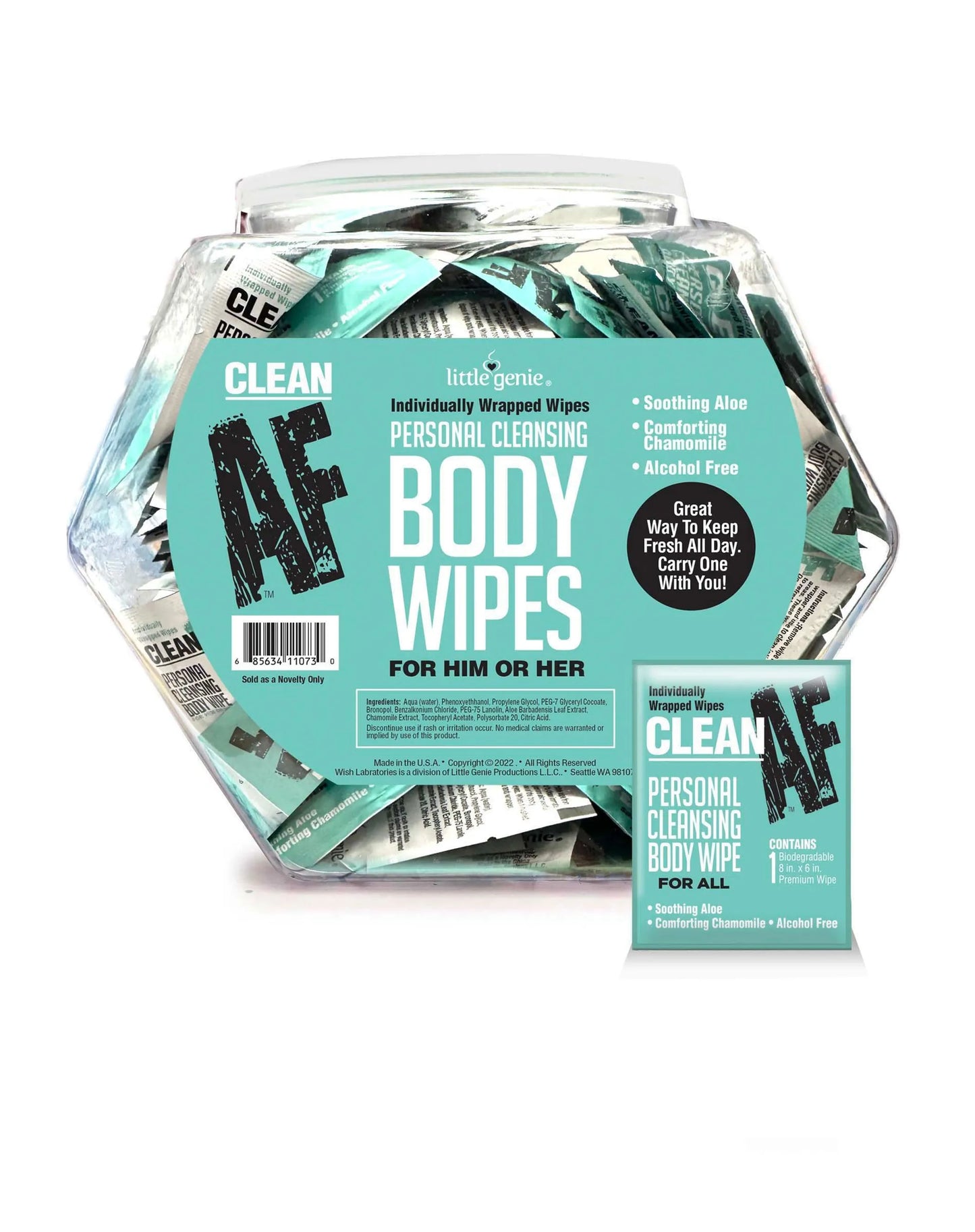 CLEAN AF FISHBOWL 96 PC INDIVIDUAL BODY WIPES