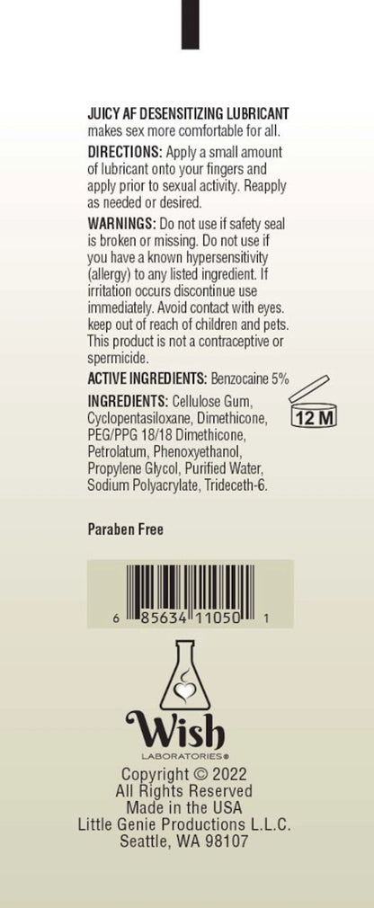 JUICY AF DESENSITIZING GEL LUBE 2OZ