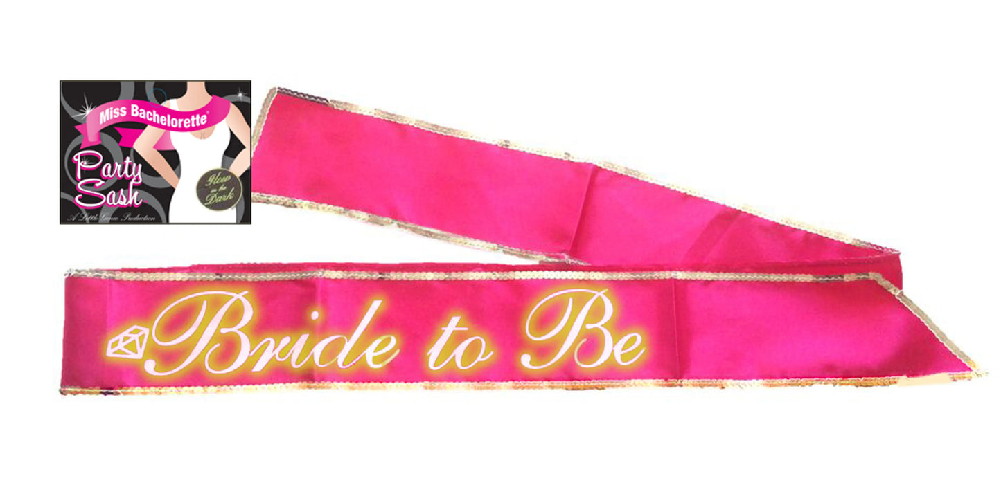 BRIDE TO BE SASH GLOW IN THE DARK