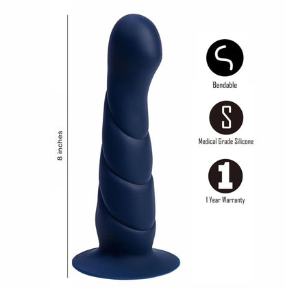 MARIN 8 IN POSABLE SILICONE DONG BLUE