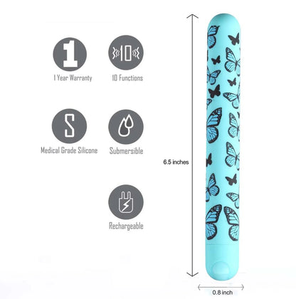 MONARCH BUTTERFLY PATTERN LONG RECHARGEABLE BULLET