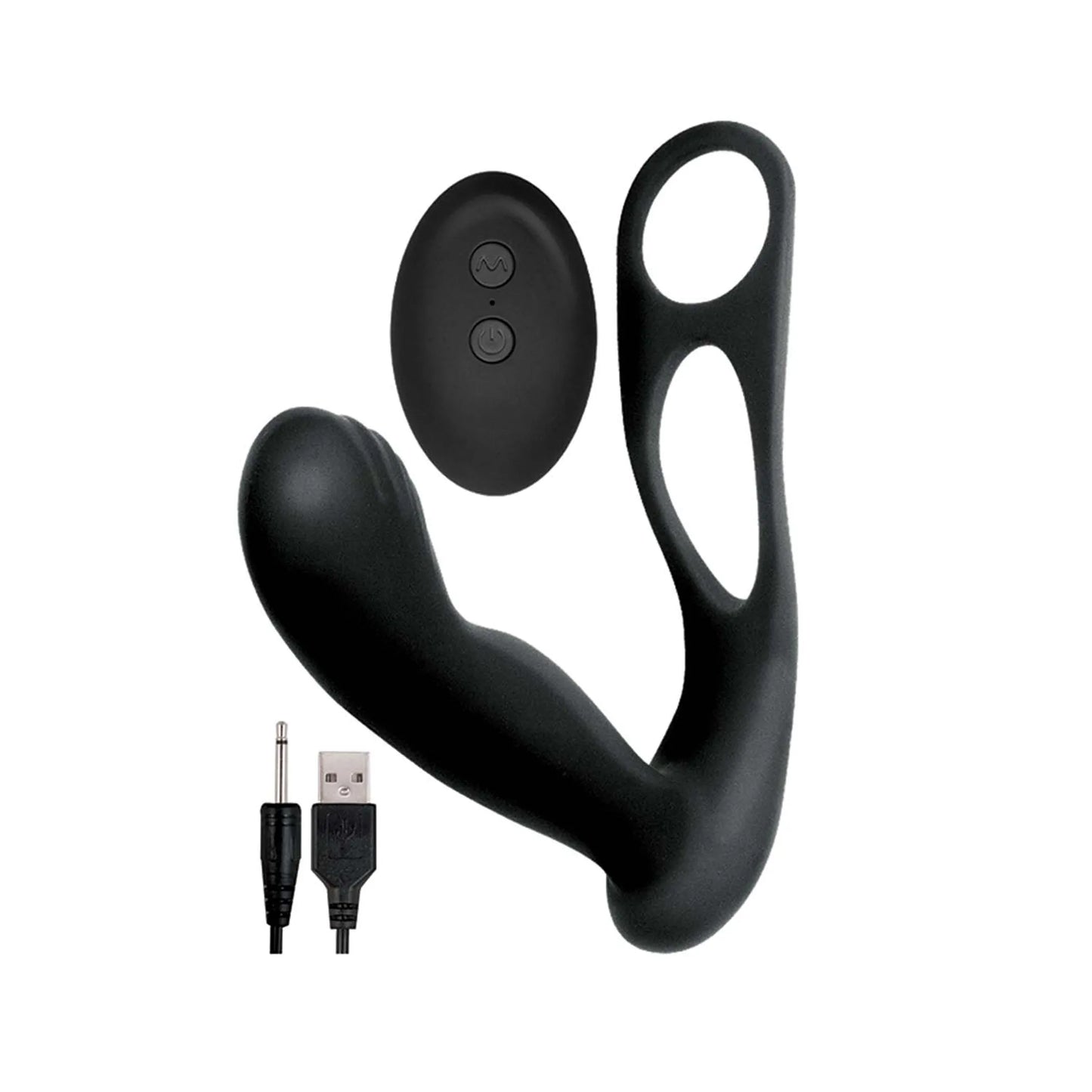 BUTTS UP PROSTATE MASSAGER W/ SCROTUM & COCK RING BLACK