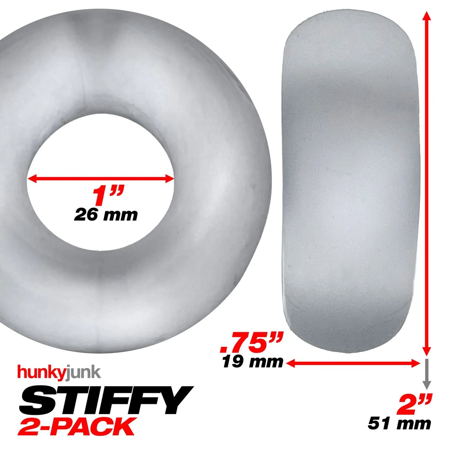 STIFFY 2-PACK C-RINGS CLEAR ICE (NET)