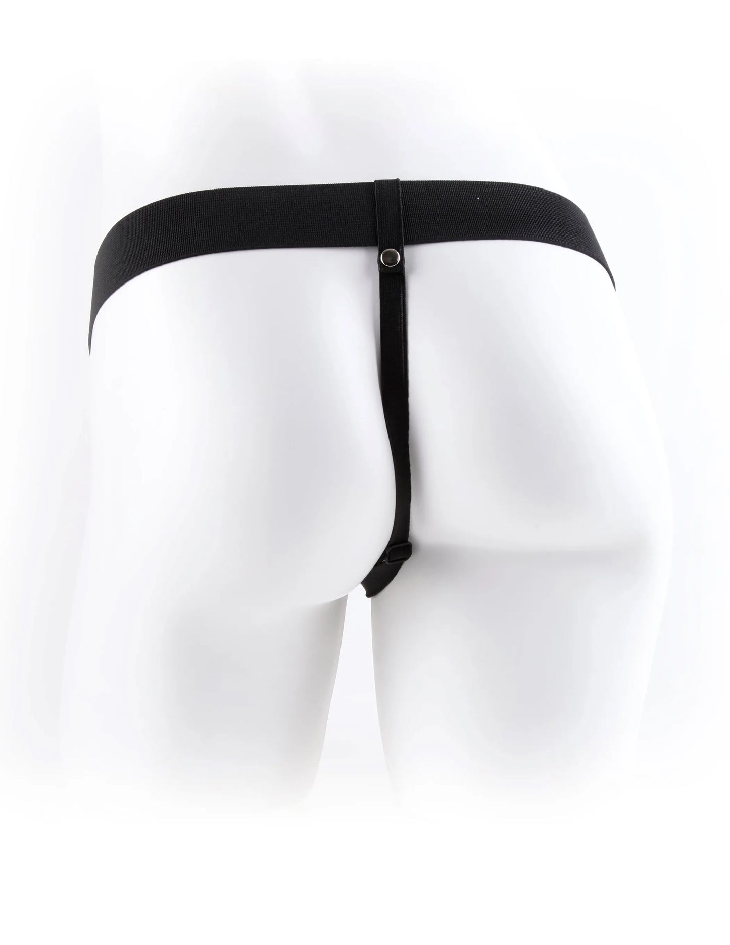 FETISH FANTASY 9 VIBRATING HOLLOW STRAP ON W/BALLS FLESH "