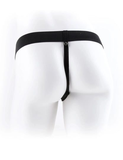 FETISH FANTASY 9 VIBRATING HOLLOW STRAP ON W/BALLS FLESH "
