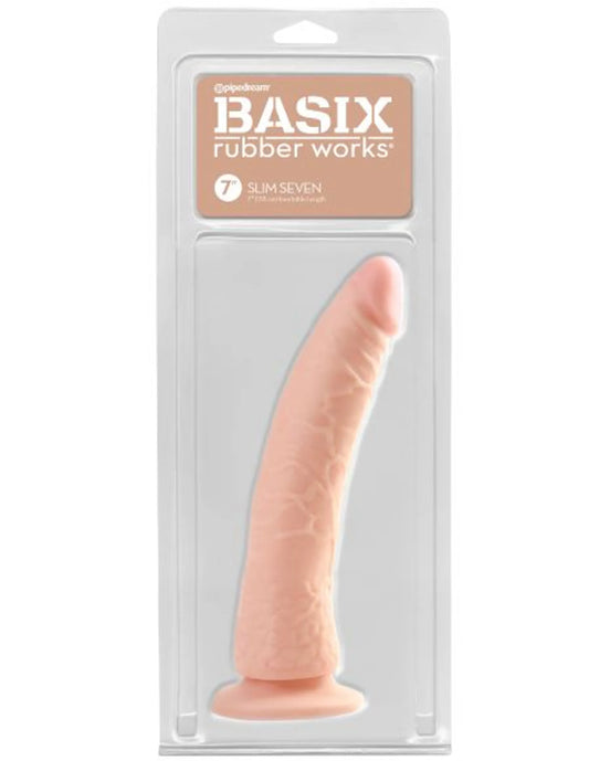 BASIX RUBBER WORKS 7IN FLESH SLIM DONG W/ SUCTION CUP