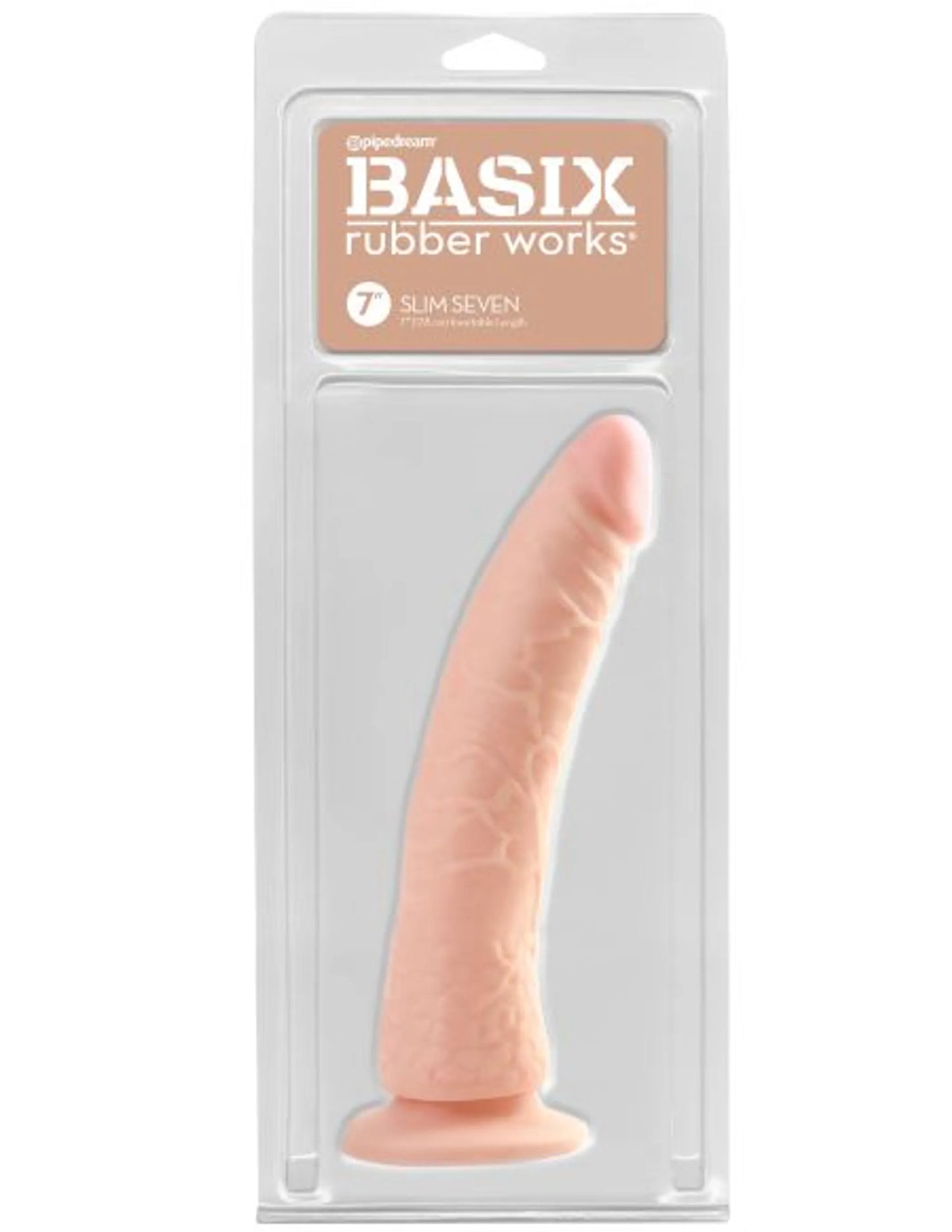 BASIX RUBBER WORKS 7IN FLESH SLIM DONG W/ SUCTION CUP