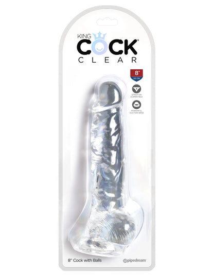 KING COCK CLEAR 8 IN COCK W/ BALLS