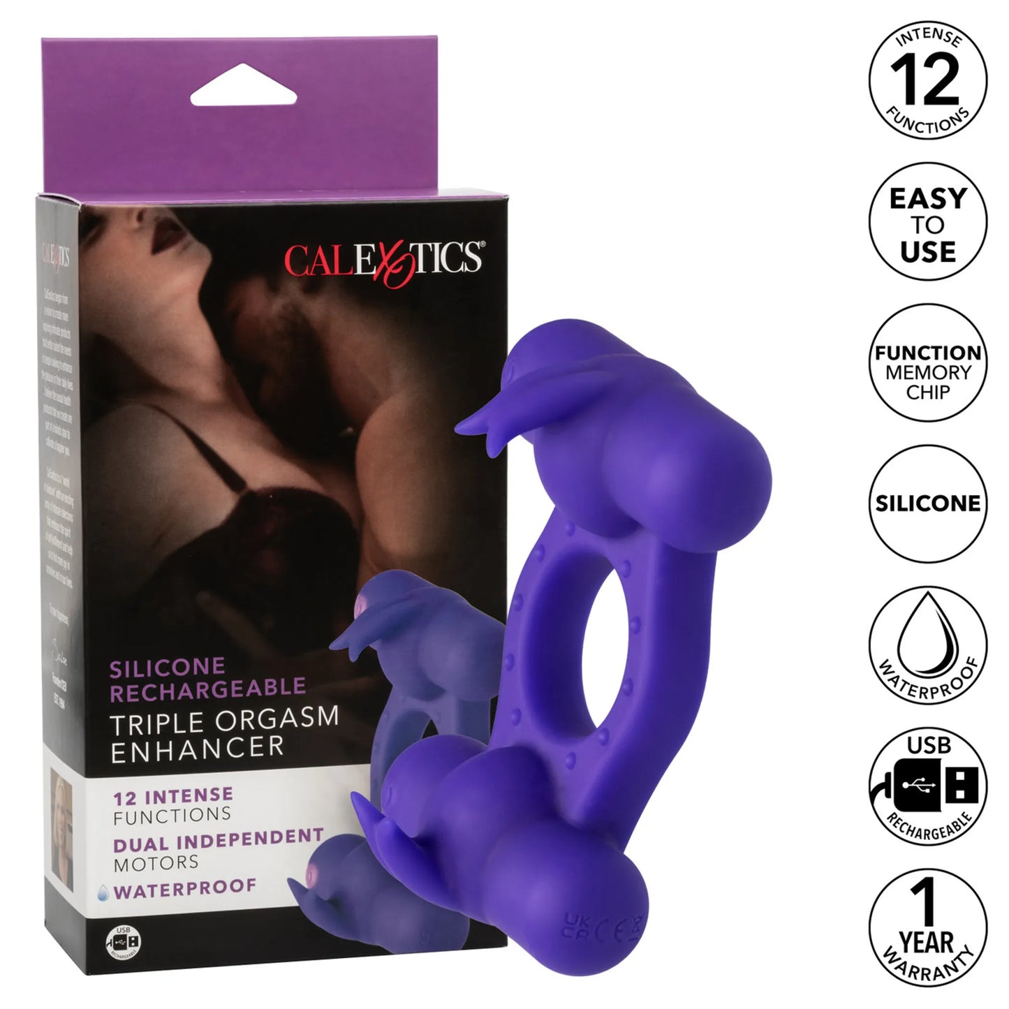 SILICONE RECHARGEABLE TRIPLE ORGASM ENHANCER