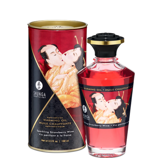 WARMING MASSAGE OIL SPARKLING STRAWBERRY WINE 3.5 OZ