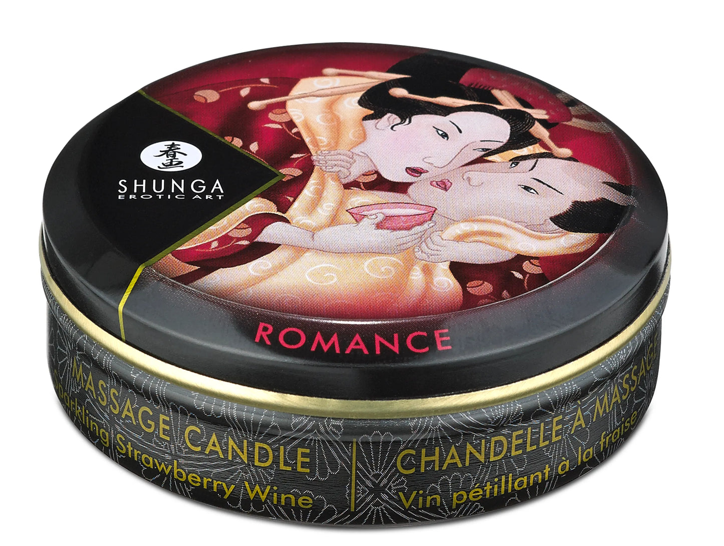 MINI MASSAGE CANDLE ROMANCE/ SPARKLING STRAWBERRY WINE 1 OZ